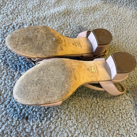 LK Bennett Sandals Women US 6 EU 37 Pink Floral Leather Ankle Strap Marshmellow - Picture 7 of 11